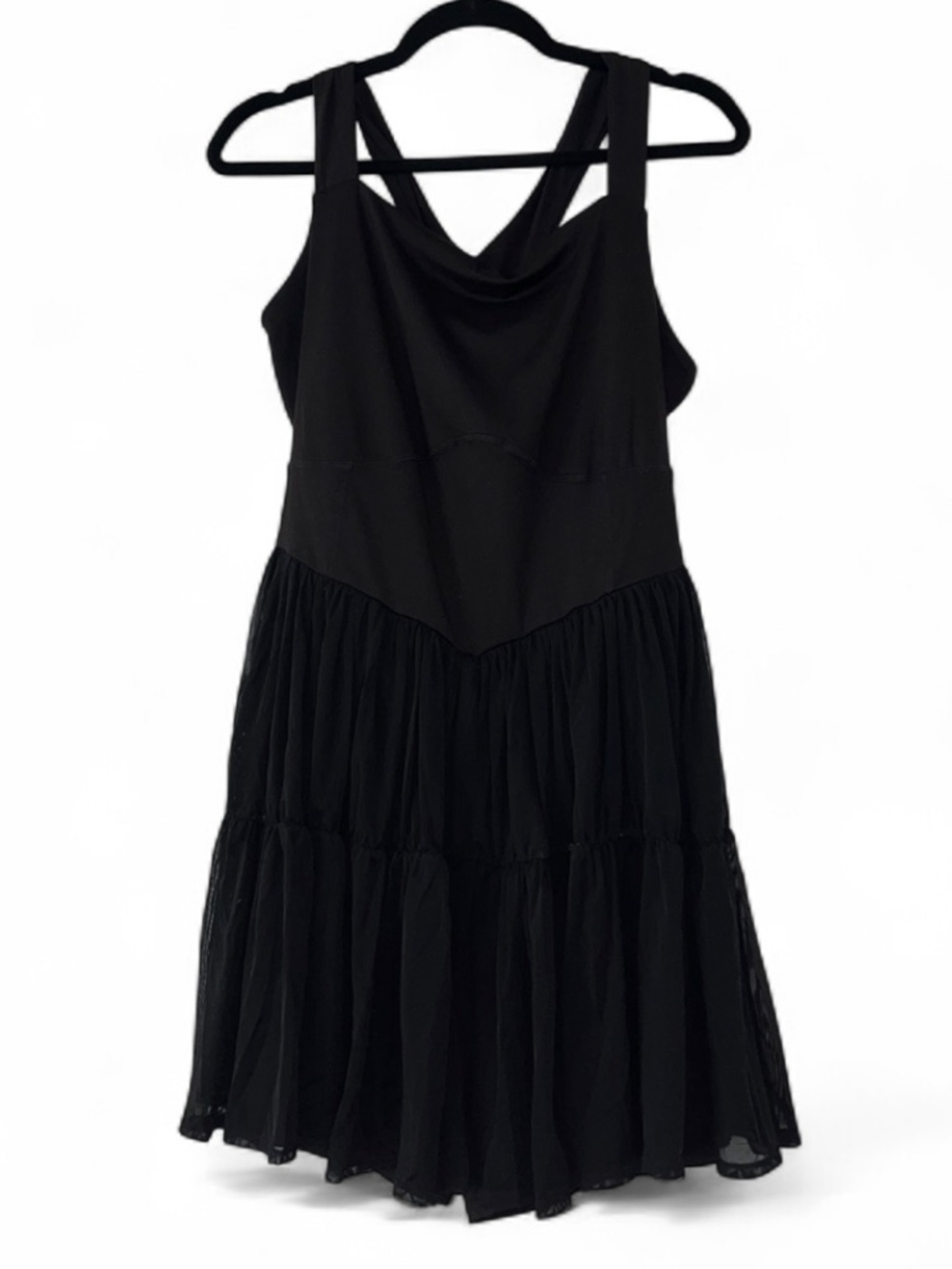 NWT Torrid 2x Plus Size Black Athletic Dress with Tiered Mesh Skirt and Shorts